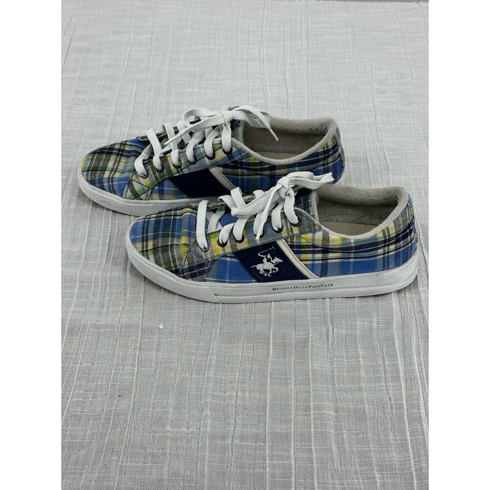 Beverly Hill Polo Club Canvas Sneakers Lace up Blue White Yellow 10 - Picture 5 of 9